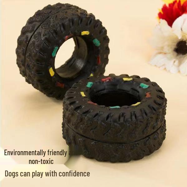 Silicone Squeaky Dental Cleaning Educational Dog Toy Tire