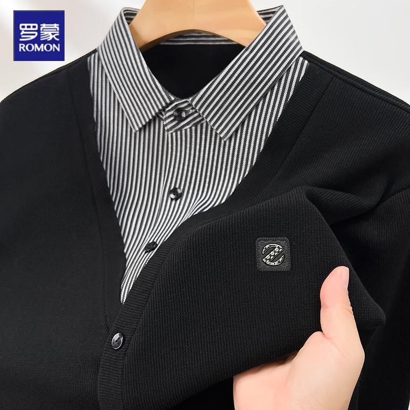 

Romon Men s Layered Look V-Neck Knit Pullover L