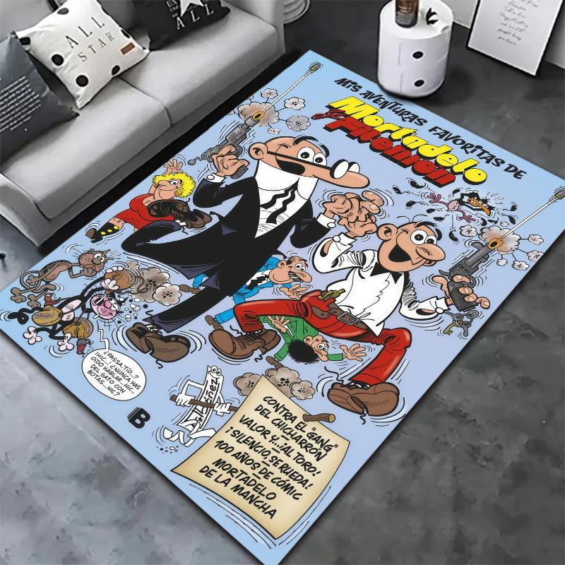 Mort Phil Mortadelo Y Filemon Carpet Rug for Living Room Bedroom Home Sofa Decoration,Kids play Nonslip Floor Mat
