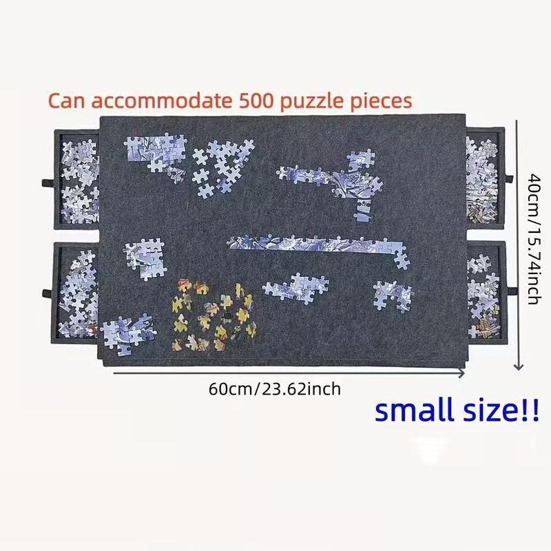 Felt Decorative Puzzle Board - Tiltable Puzzle Desk With 4 Drawers, Holds 500Pcs For Home Decor & Educational Storage