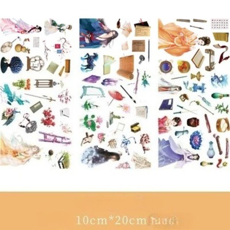 3Pcs Cartoon Flower and Leaf Stickers DIY Diary Stickers Scrapbook Cute Stationery Diary Supplies Material Decoration Stickers