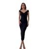 2025 Summer One-Shoulder Solid Color Waist-Slimming Dress for Women