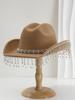 Ladies Wedding Bridal Top Hat, Western Curled Cowboy Hat, Eye Jewel with Fringed Rhinestones, Holiday Travel