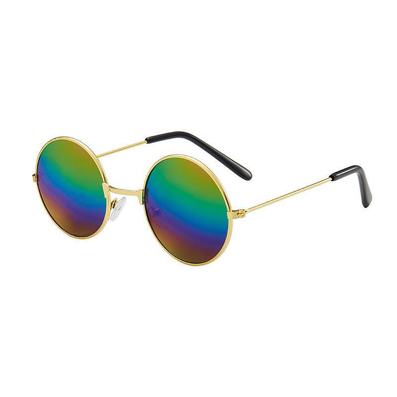 Retro Children'S Round Frame Sunglasses, Color Film Reflective Round Prince Glasses, Trendy Men'S And Women'S Children'S Sunglasses, Stall Glasses