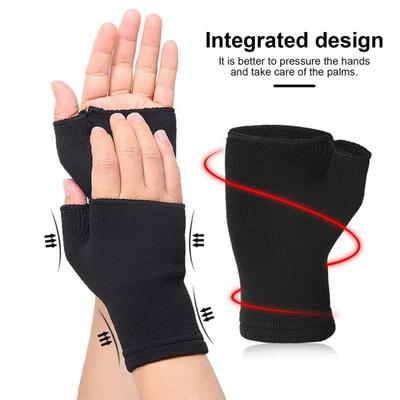 1 Pair Knitted Cycling Gloves Sweat Absorbing Breathable Fingerless Gloves Non-slip Stretchy Men Women Sports Palm Protector Compression Wrist Brace