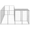 VidaXL Silver Kennel 6.05 M² Steel Enclosure for Puppies Outdoor Dog Cage 3082231