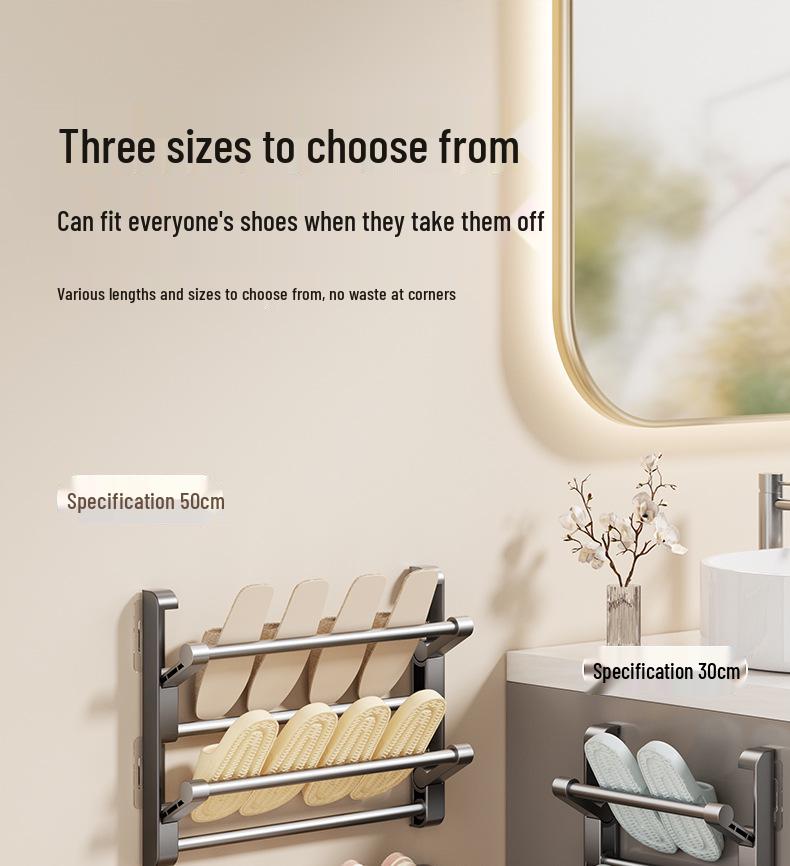 Wall-Mounted Foldable Slipper Rack: Non-Punch, Multi-Layer Shoe Storage for Bathroom Doors