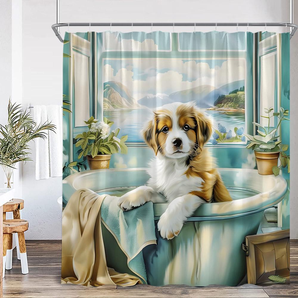 Lustige Badetiere Duschvorhänge Ziege Hochlandkuh Elefant Hund Schwein Badezimmerdekorationen Badetier Badewannenvorhang