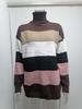 2025 Autumn/Winter High Neck Patchwork Knit Plus Size Women's Striped Sweater