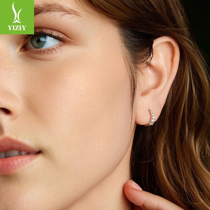 Classic Sparkling Moissanite Ear Buckles, Simple And Elegant S925 Sterling Silver Earrings, Earrings, Birthday Gift.