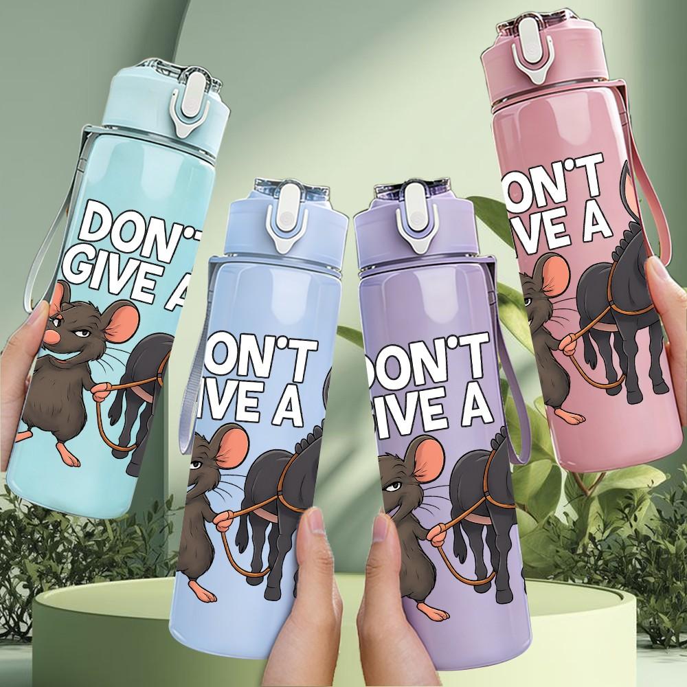 1PC Mouse Donkey Funny Cartoon 750ml Color Plastic Sports Water Bottle Leakproof Flip Straw Lid Suitable for Sports Office Home Use