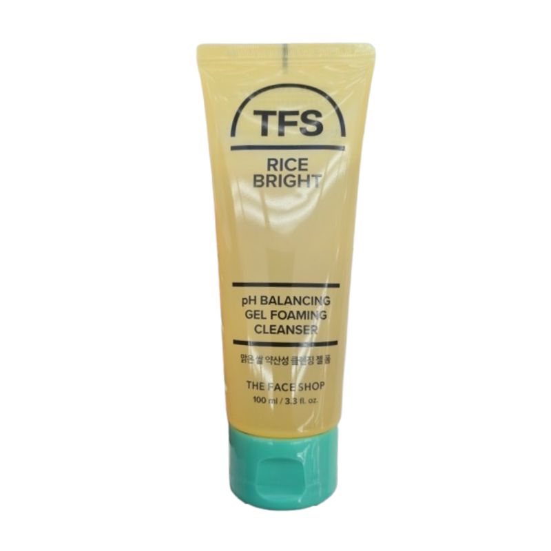 TheThe Face Shop Rice Bright pH Balancing Gel Foaming Cleanser 100ml – Low pH Facial Cleanser with Rice Extract, Gentle Daily Foam Cleanser 100ml