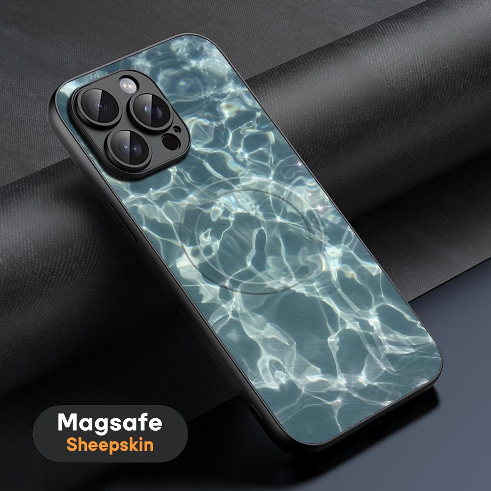 HD Seawater Art Popular Phone Case For iPhone 17 16 15 14 13 12 11 Plus Pro Max  High-end Luxury Magsafe Sheepskin