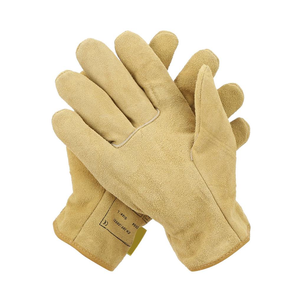 Pair Welding Gloves WearResistant Cow Split Yellow Labor Protection for Drivers Carry(XL )