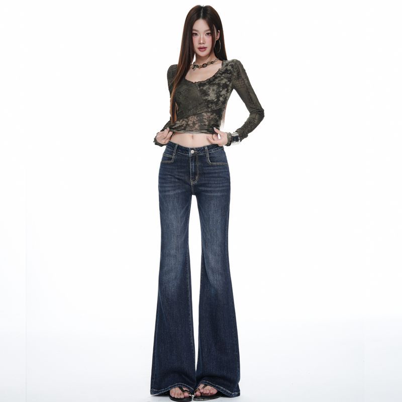 Autumn Spice Girl Drape Skinny Elastic Micro-Flared Jeans Women