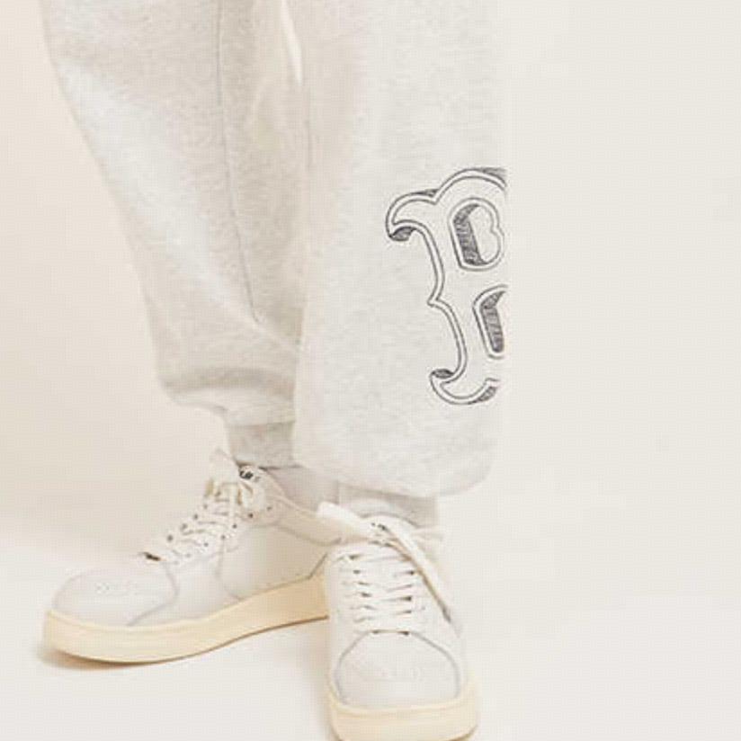 Novas Calças de Moletom Tricotadas MLB Unissex Cinza Mescla Claro 3APTB0434-43MGS