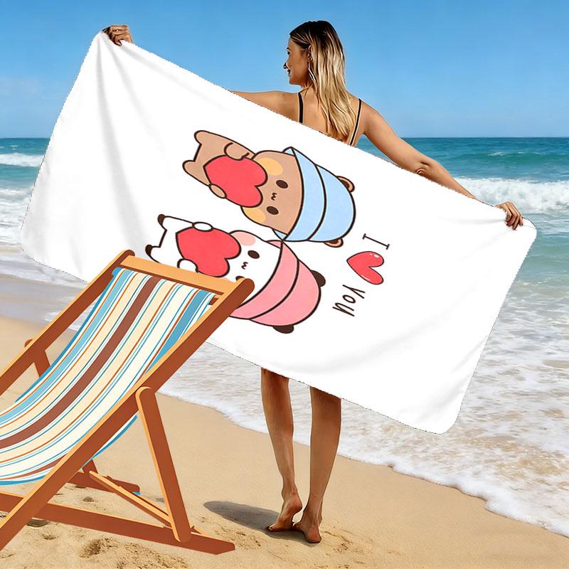 Asciugamano da Spiaggia con Stampa Bubu Dudu, Asciugamano Grande Morbido Asciugatura Rapida per Spiaggia Campeggio Nuoto
