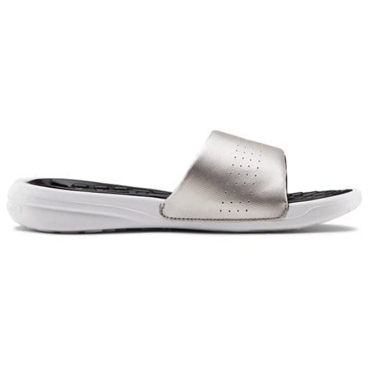 Under Armour Playmaker Fixed Strap Comfortable Rubber Sole Slide Sandals Women sandals Silver Gray 3000063-002