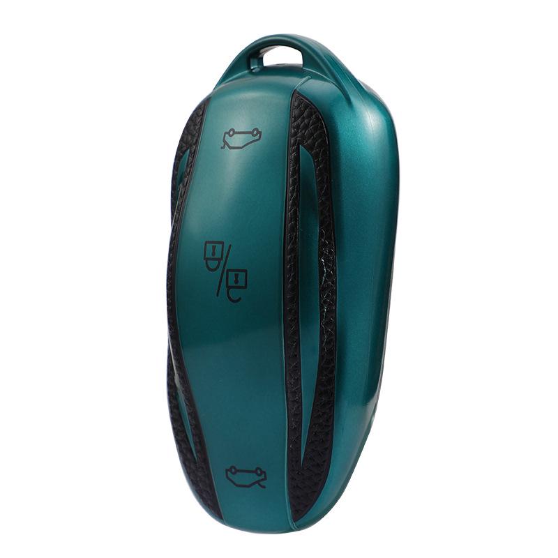 Tesla Model X Leather Texture Key Case - Soft Rubber Car Protective Shell