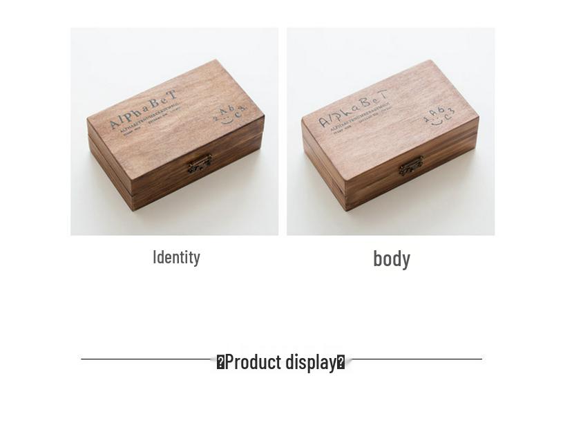 Retro Wooden Box Set: Uppercase & Lowercase English Alphabet and Number Stamps