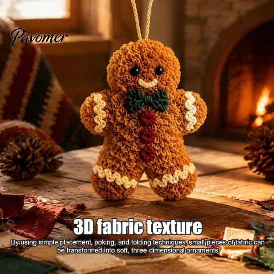Innen-Weihnachts-Wanddekoration Stoff-Steck-Kunst-Weihnachtsbaumschmuck-Set, DIY 3D-Weihnachtsmann-Baum-Bastelset, Gemütlicher Nachmittags-Bastelspaß, Handgemachter Schneemann, Lebkuchen