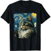 Maine Coon Cat Art Van Gogh Inspired Starry Night Cat Design T-Shirt