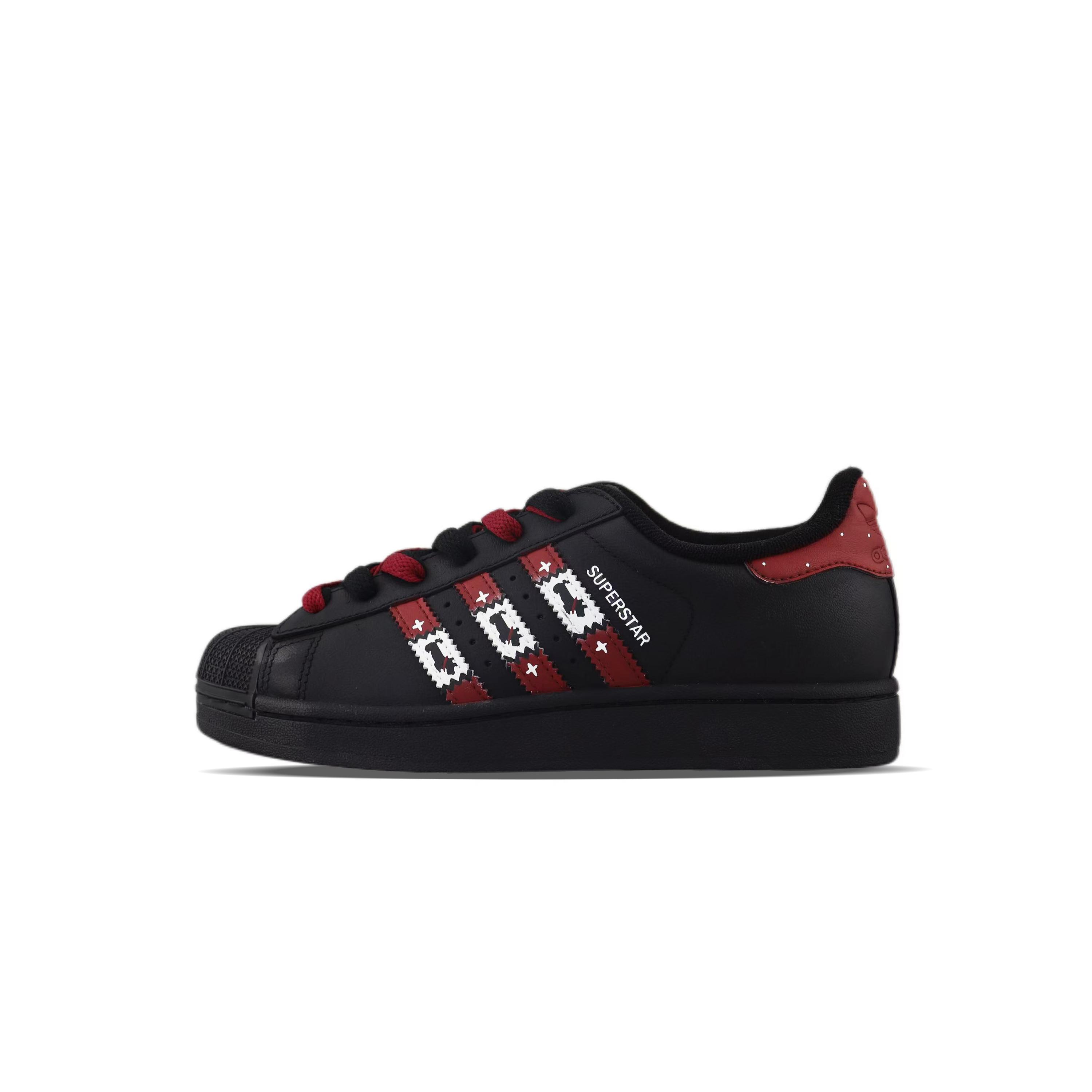 Adidas Originals Superstar 2 Low top Skateboard Shoes Unisex Black Red JI0079(Team840-) 35⅔