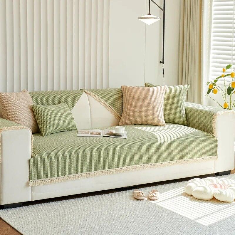 

Всесезонное универсальное утолщенное зеленое покрытие с полным покрытием, нескользящее хлопковое тканое покрытие, полотенце на спине, подушка для дивана 70x70cm 1pcs