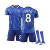 (albastru, M) Set de tricou de antrenament Chelsea Acasă #8 ENZO Sports 2025-26 cu șosete