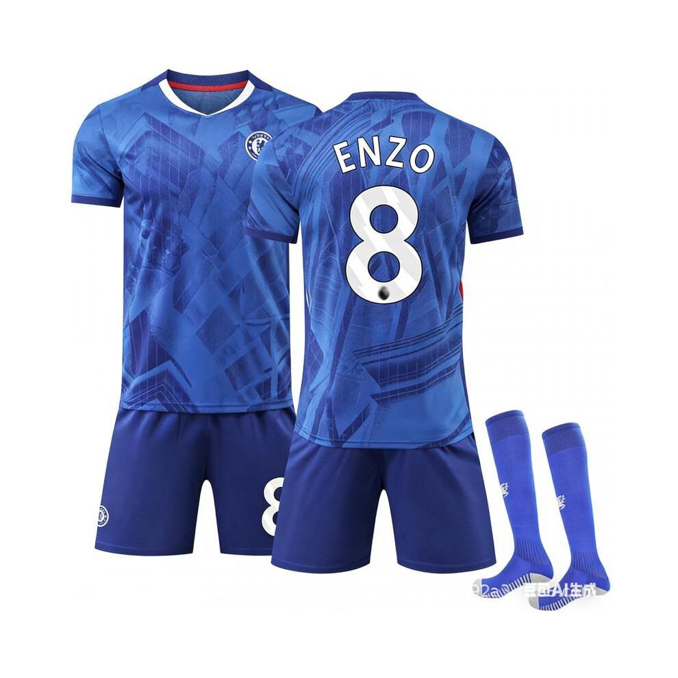 (blau, M) 2025-26 Chelsea Heim #8 ENZO Sport Trainings-Trikot Set mit Socken 16