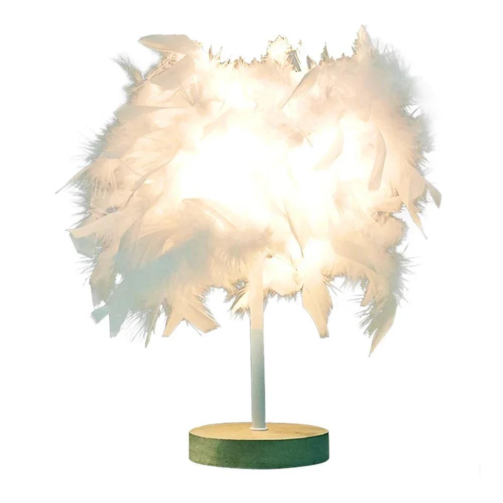 LED Warme Kleine Tisch Lampe Nordic Romantische Kreative Feder Hochzeit Zimmer Rot Mädchen Schlafzimmer Nacht Taschenlampe Nacht Lesen Licht