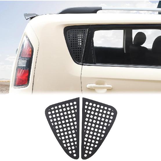Aunginsy Rear Side Window Louver Trim Cover Compatible with Kia Soul 2019-2022 Car Rear Triangular Glass Window Honeycomb Panel Rear Window Air Vent Black(09-13)