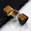 Tiger Eye Stone Ring for Men Boys,Stainless Steel Brown Natural Stone Signet Ring Square Ring,Stylsh Party Jewelry Gift