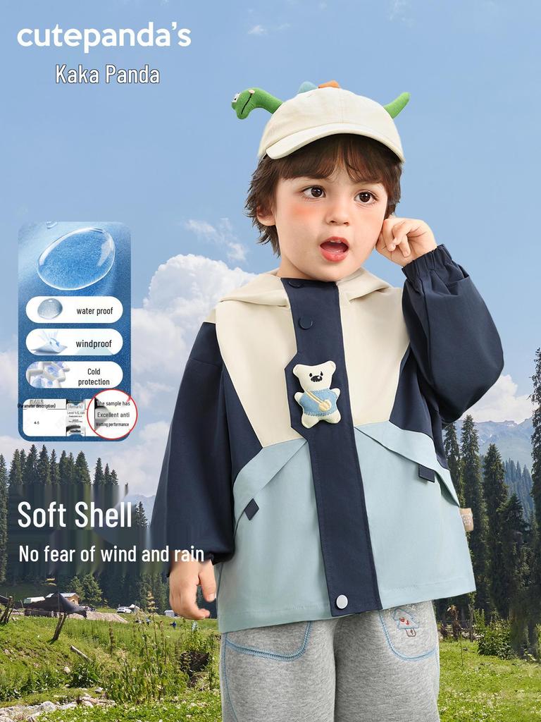 Kaka Panda Kids' Waterproof Spring Jacket: Outdoor Casual Top for Boys & Girls