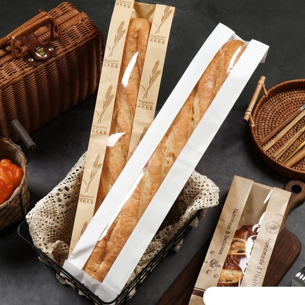 25pc Kraft Paper Bakery Bags Long Baguette & Loaf Bread Bags Moisture-Proof  Sealed Freshness Preservation Baking Packaging Bags