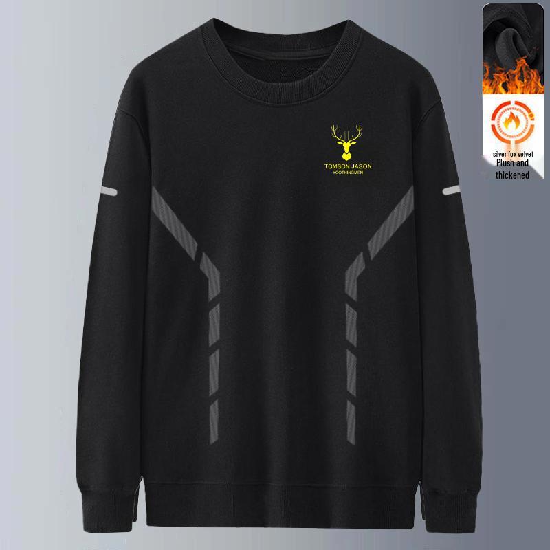 Men's Casual Velvet Hoodie - Winter Loose Fit, Round Neck, Long Sleeve Pullover In Black, White, Gray.