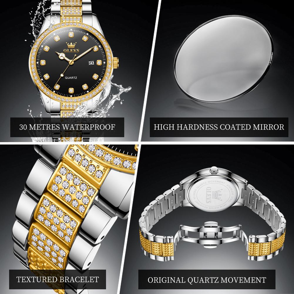 OLEVS New Fashion Mens Watches Top Brand Luxury Quartz Wrist Watch Man Sport Stainless Steel Watch for Men Reloj Hombre