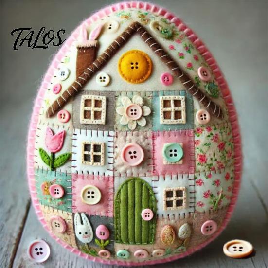 Patchwork Felt Art Project Egg House Kit DIY Craft Spring Celebration Decorations Easter Decor Embroidered for Basket Fillers Handmade