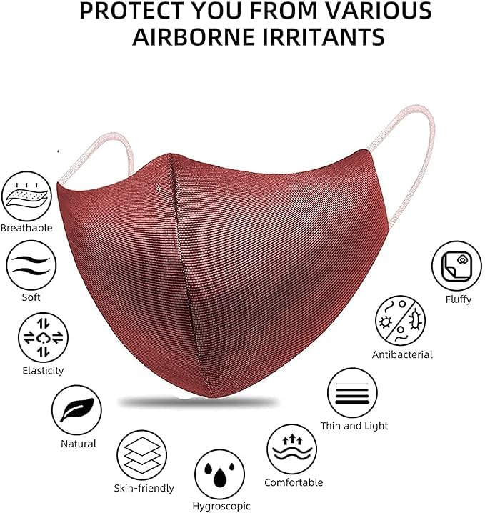 The Divine Exports Unisex Cotton Plain Face Mask – Lightweight, Washable & Reusable Fabric Mask for Men & Women, Multi-Layered Breathable Protection