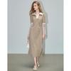 Demana Contrast V-Neck Air Layer A-Line Midi Dress