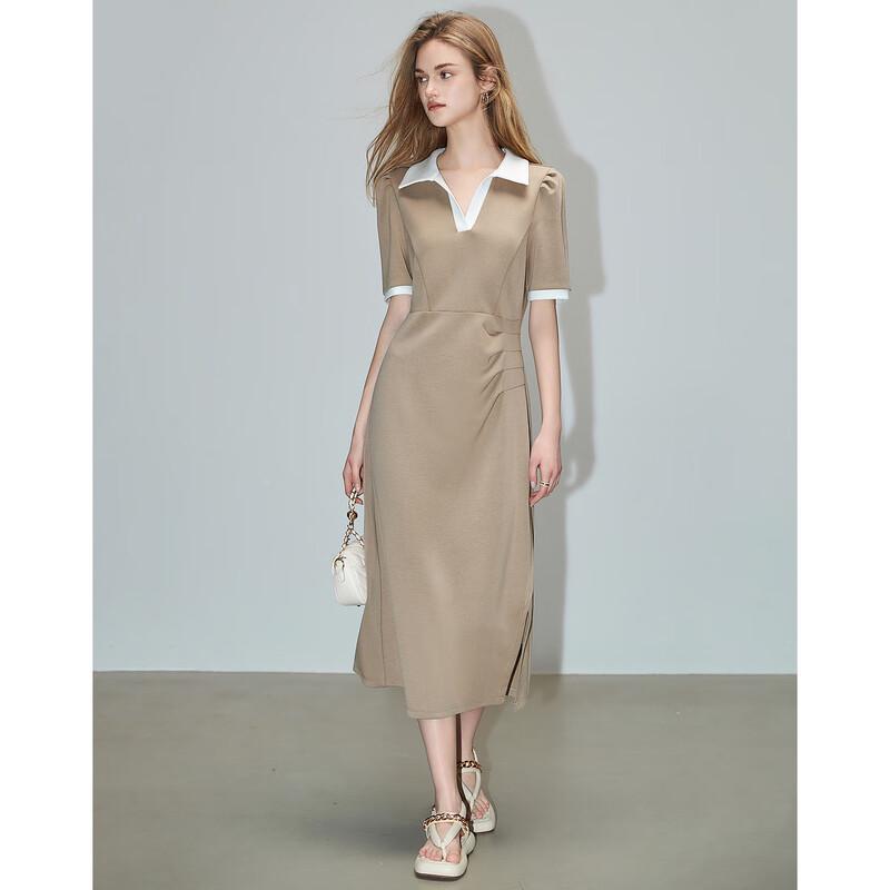 Demana Contrast V-Neck Air Layer A-Line Midi Dress