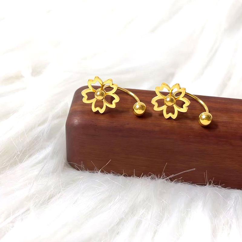 Korean Style Four-Leaf Clover Stainless Steel Ear Stud Earrings for Women