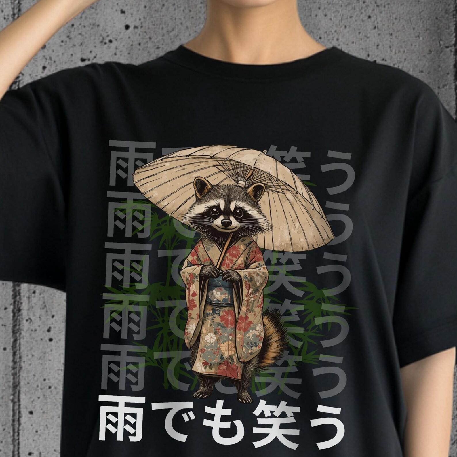Kawaii Raccoon Kimono T-Shirt – Japanese Streetwear Tee S