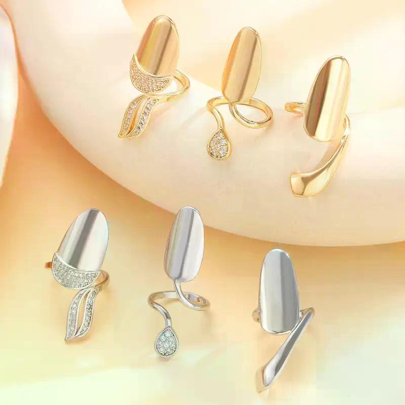 1/3Pcs Fashionable Zircon Nail Cover Ring Creativity Metal Detachable Nail Ring Elegant Simple Hand Jewelry Accessories Gifts