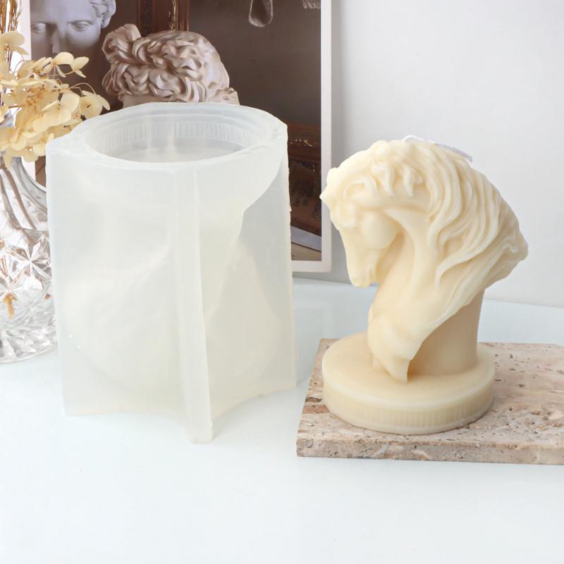 3D Horse Head Aroma Candle Silicone Mold DIY Animal Plaster Resin Ornaments Mould Home Decoration Crafts Making Molds