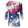 Women's Tops Three-quarter Sleeve Shirt V-neck Loose Casual Shirt Print T-shirt