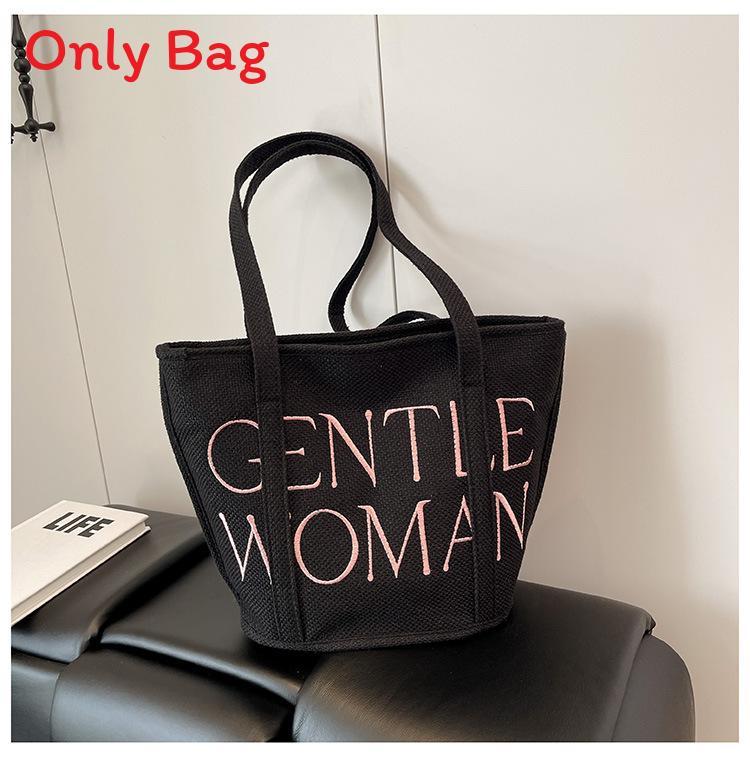 Bestickte Stofftasche mit Buchstaben aus Baumwoll-Leinen-Material für den täglichen Gebrauch