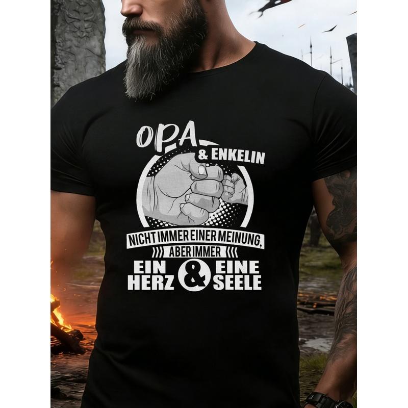 Men'S T-Shirt Black Opa And Enkelin Fist Bump Graphic with German Text for Grandfather And Granddaughter Bonding Moments