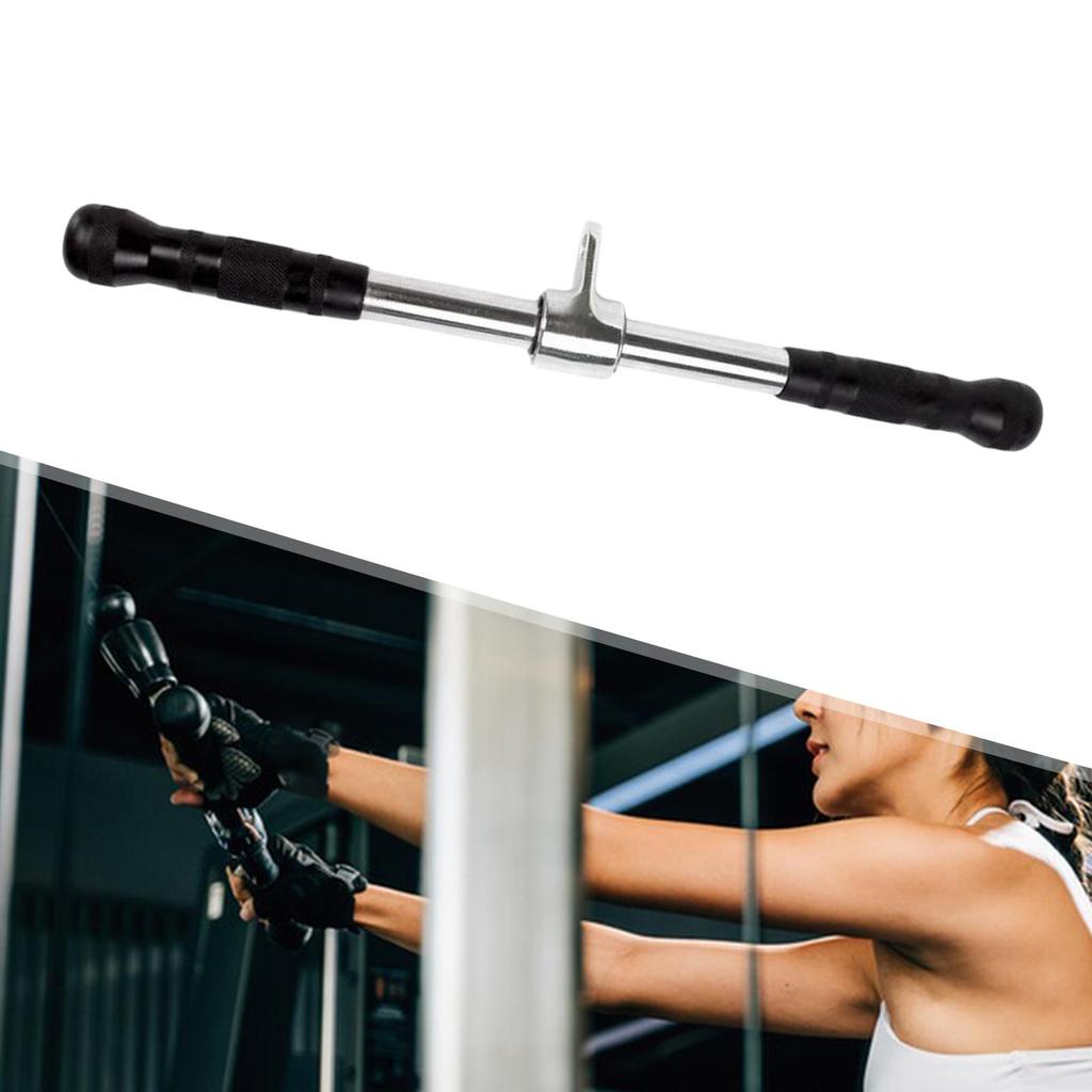 LAT Bar Non Slip Straight for Cable Pulley System Machine Squat Rack Gym Silver and Black