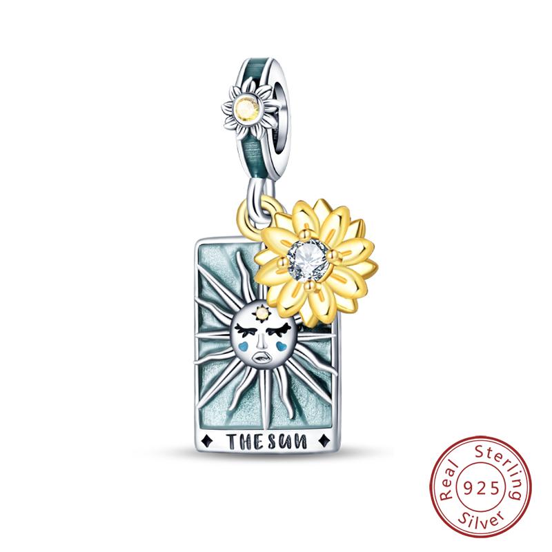 100% Copper Exquisite Tarot Cards Bracelet Pendants Blood Red Fire Snake Rose Charms Beads Diy Jewelry For Women